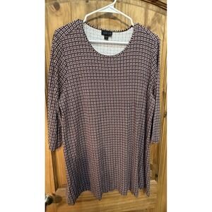 Wearever Collection Large Petite Burgundy Geometric Tunic Preppy Boho Top